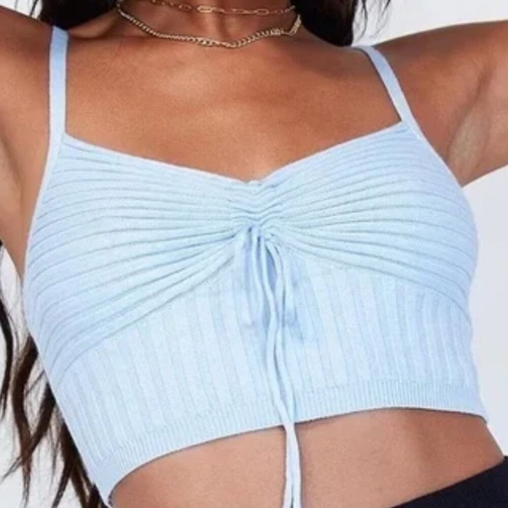 Simple Light Blue Scrunched Crop Top